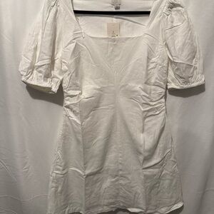 A New Day Ivory Puff Sleeve, Tapered Waist, Dress Size 8